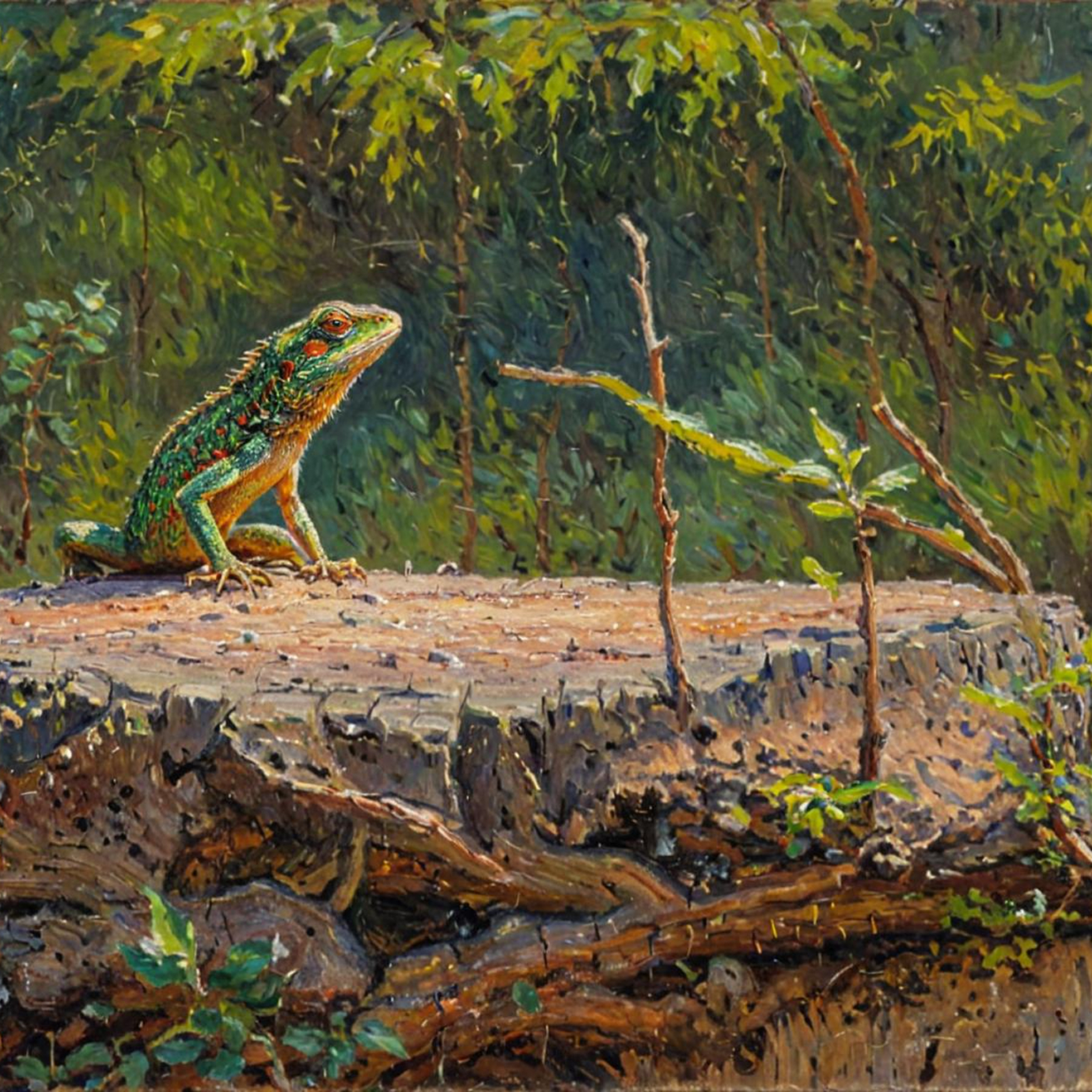 Illustration d'un igouane symbolisant la transcréation par Franck Zussy